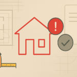 Illustrazione sulla riforma degli abusi edilizi per case costruite prima del 1967, con simboli di casa, misurazioni e documenti legali, in riferimento alla sanatoria semplificata in Friuli Venezia Giulia
