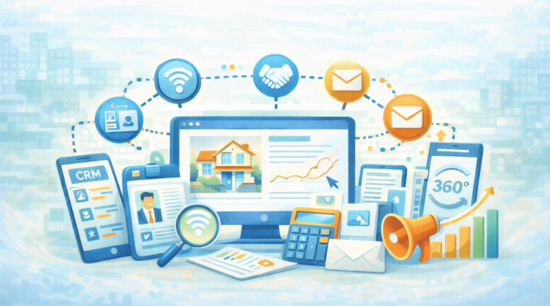 Strumenti digitali utilizzati da un’agenzia immobiliare digitale per gestire marketing, contatti e vendita della casa