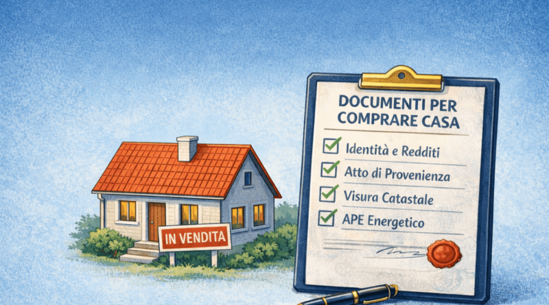 Checklist dei documenti necessari per comprare casa in Italia con immobile in vendita e documentazione essenziale