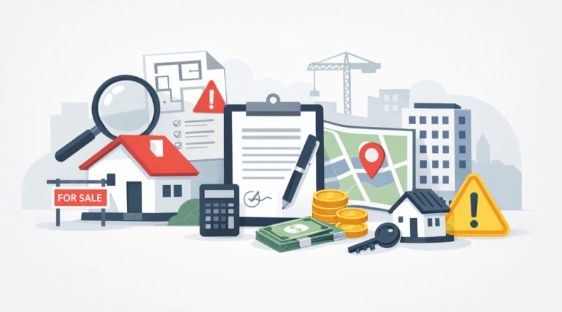 Illustrazione sugli errori più comuni quando si compra casa: documenti, contratto, mappa della zona, costi e verifiche prima dell’acquisto immobiliare a Monfalcone