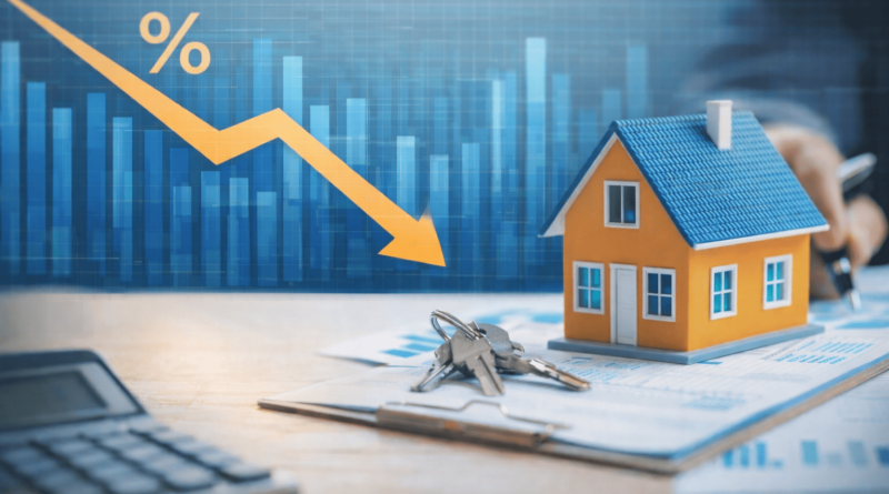 Casa con chiavi e grafico dei tassi in calo che rappresenta il cambiamento dei mutui nel 2026 e le nuove opportunità per comprare casa.