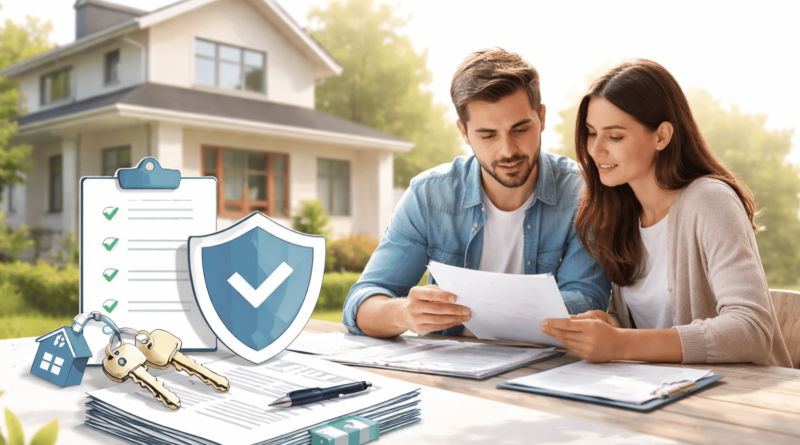 Coppia che firma documenti per acquisto casa con agente immobiliare, modello di abitazione e chiavi sul tavolo, concetto di proposta protetta, mutuo e rogito sicuro.