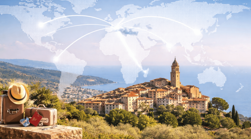 Panorama di un borgo italiano affacciato sul mare che rappresenta l’interesse internazionale per il mercato immobiliare italiano nel 2025