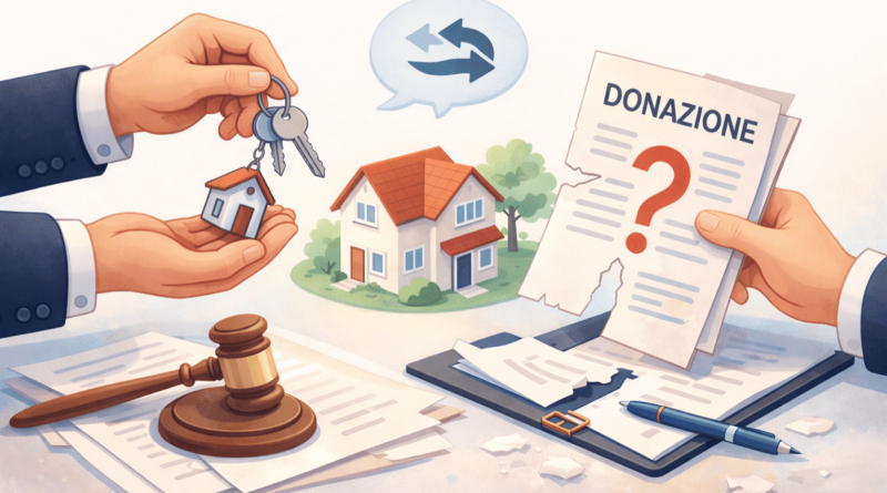 Revoca della donazione immobiliare con casa, chiavi e documenti notarili – guida legale su irrevocabilità e casi di revoca della donazione di un immobile