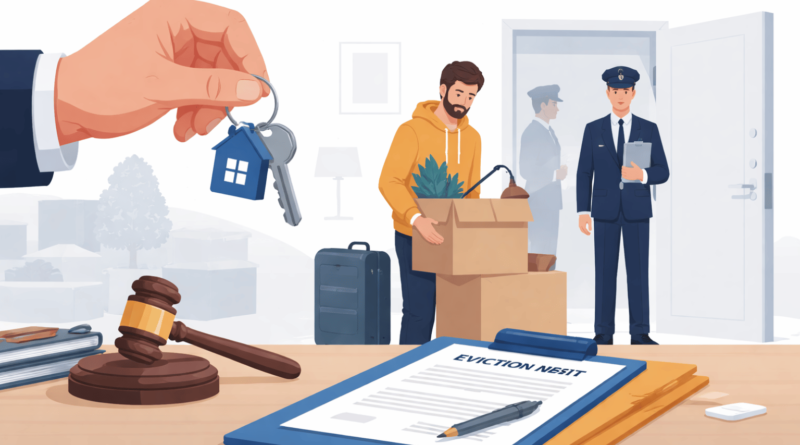 Procedura di sfratto per morosità in Italia con giudice, contratto di locazione e rilascio immobile da parte dell’inquilino moroso